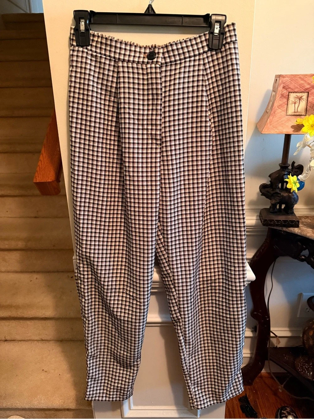 H&M Black & White Checked Dress Trousers